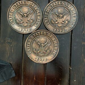 RARE VINTAGE - Bicentennial History USA GREAT SEAL PEWTER METAL PLATE 1776 Lot